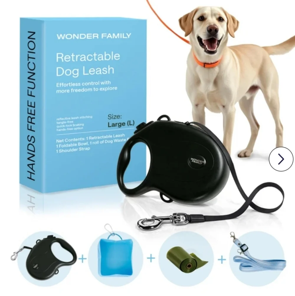 Wonder Family Retractable Dog Leash Set 9.8 ft Small Dogs w/ Bowl/Bags/Shoulder